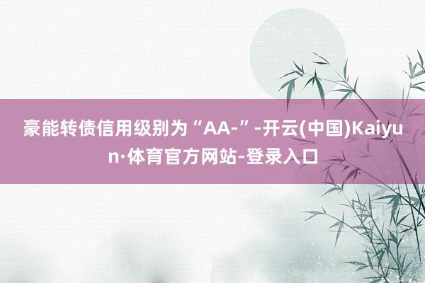 豪能转债信用级别为“AA-”-开云(中国)Kaiyun·体育官方网站-登录入口