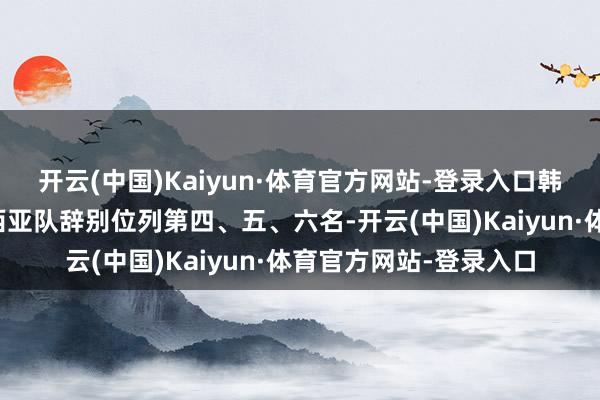 开云(中国)Kaiyun·体育官方网站-登录入口韩国队、日本队、马来西亚队辞别位列第四、五、六名-开云(中国)Kaiyun·体育官方网站-登录入口